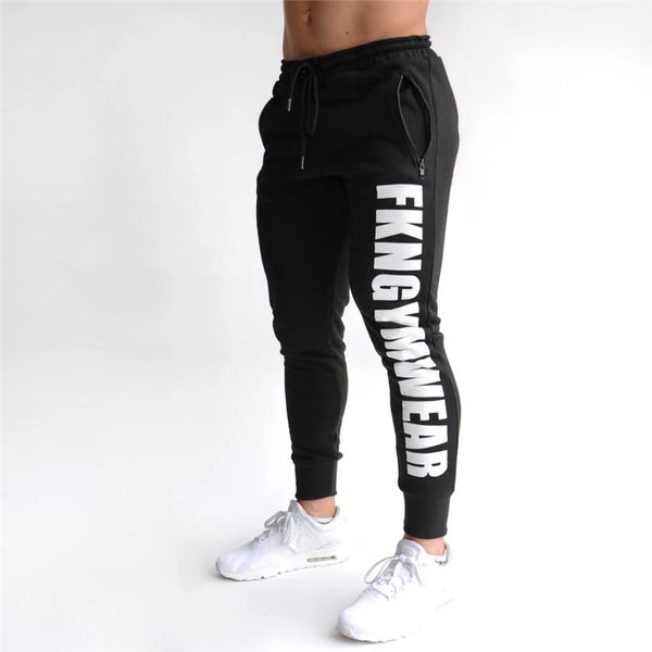 

autumn new cotton sweatpants male gyms fitness bodybuilding workout pant casual fashion trousers male jogger skinny pencil pants, Black