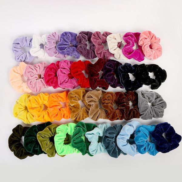 

colors velvet scrunchie women 37 girls elastic rubber hairband gum tie headband hair ring rope ponytail holder hair accessories, Slivery;white