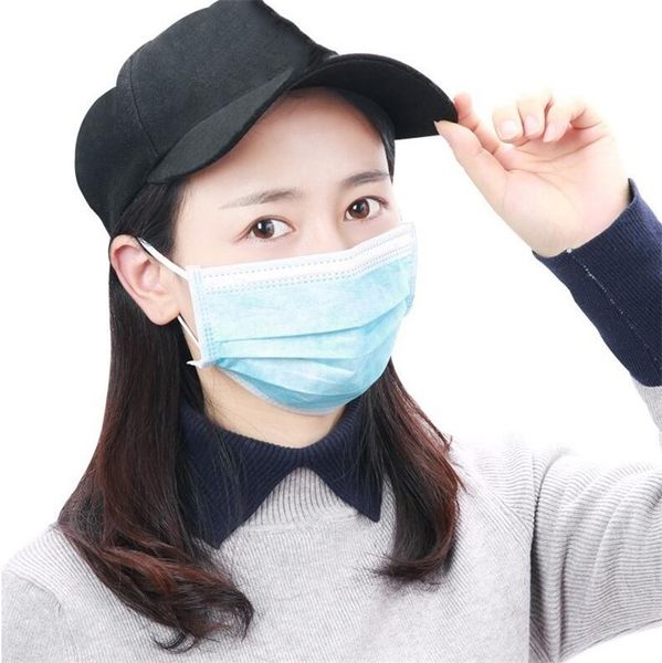 

dhl ship 50 1pcs activated face3 layer breathable pm2.5 mask blue mouthmen women with filter slot vkgk