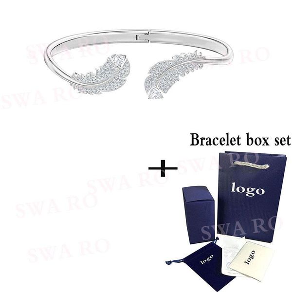 

swa 2019 autumn and winter new delicate feather nice white gold crystal bracelet elegant to send his girlfriend the gift, Black
