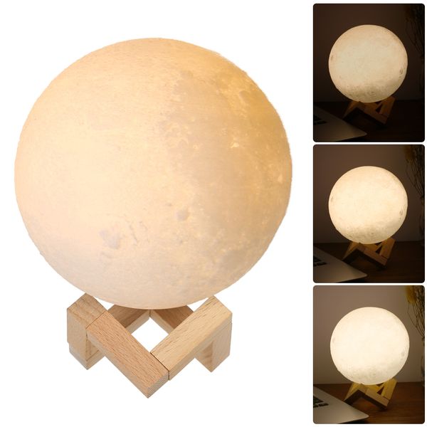 

3d led moon light usb rechargeable luna night light 3d print moon night lamp 2/3color change touch control creative kids gifts
