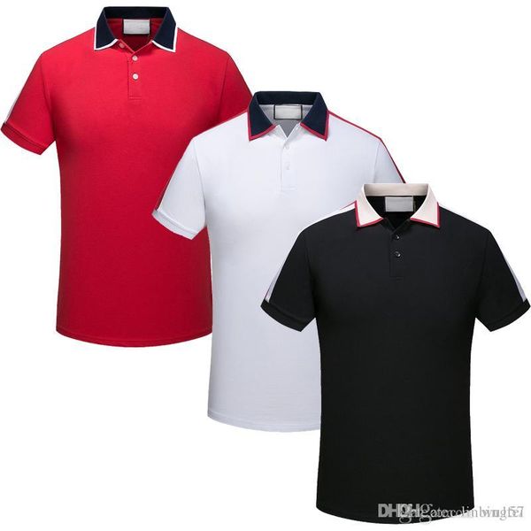 

2018 летняя мода новый мужчины рубашки поло футболки змейки пчелы цветочной вышивкой mens polos полоса роскошный дизайнер печати поло футбол, White;black