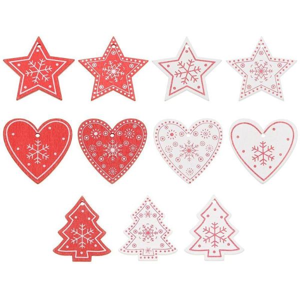 

10pcs 5cm wood christmas hanging ornaments pendant diy home xmas tree decor