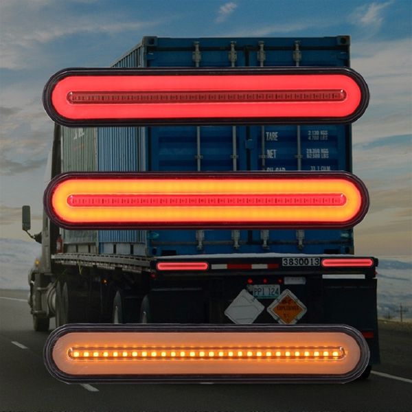 

2pcs 100 led 10-30v trailer truck brake light waterproof tail brake slight flowing turn signal lamp