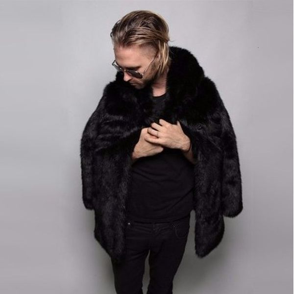 Men/'s Winter Faux Mink Fur Collar Overcoat Jacket Coat Warm Long Sleeve Casual