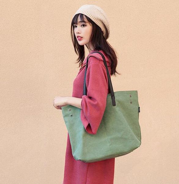 

bag women 2020 new canvas shoulder bag wild large-capacity women casual shopping shoulder canvas bag