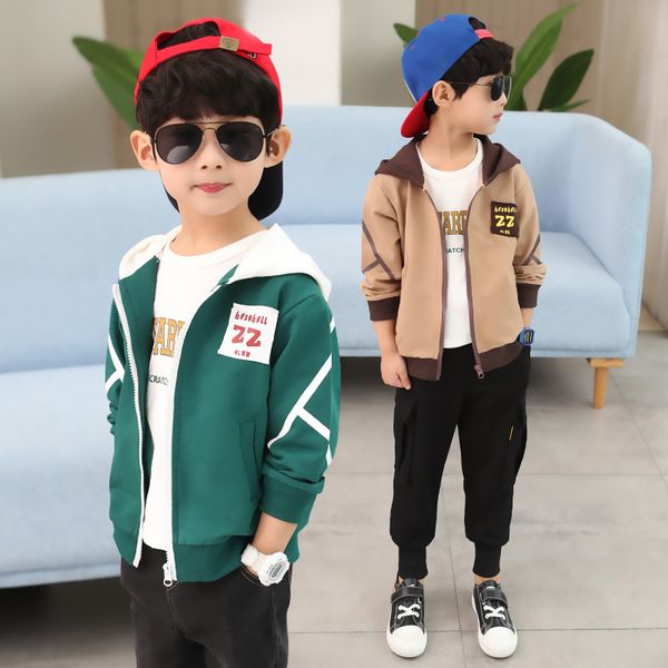 

baby girls jacket and coat spring hooded boys windbreaker jacket letter print hooded kids for boy outerwear clothes, Blue;gray