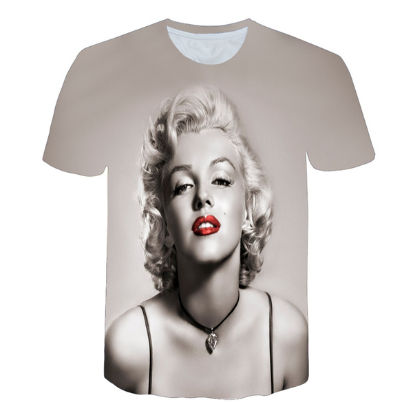

goddess marilyn monroe latest harajuku style t-shirt 3d printed women/men short sleeve t-shirt casual funny t-shirt k488, White;black