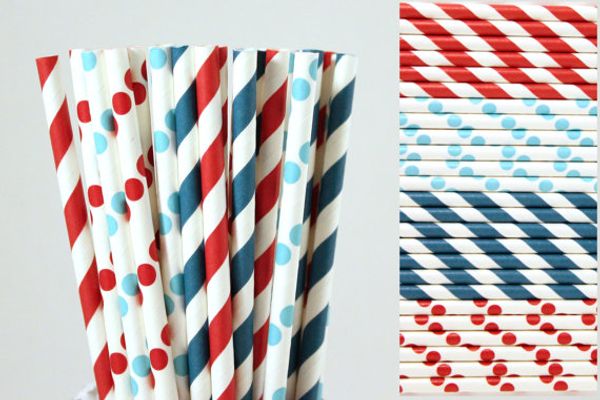 

500 pcs mixed striped and polka dot drinking paper straws, drinking straw for party favor