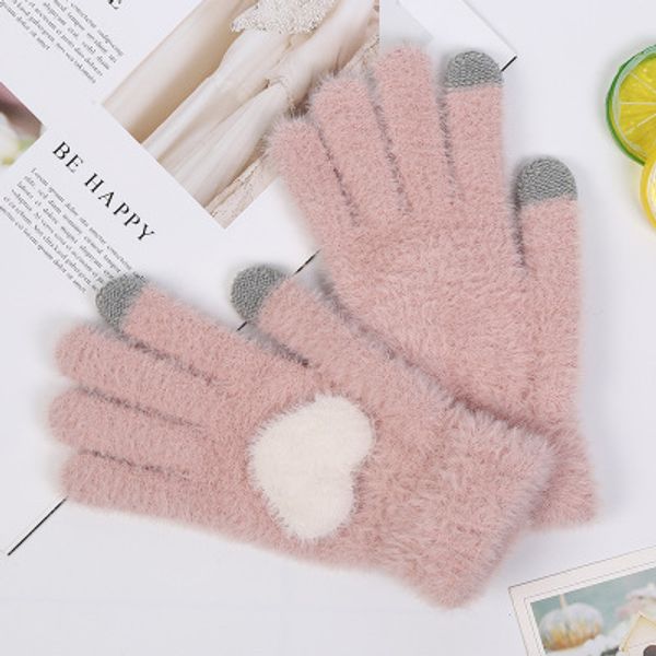

autumn and winter ladies love touch screen gloves pointing finger warm clothing gloves fashion outdoor gloves factory direct sales, Blue;gray