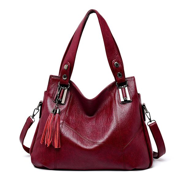 

2020 women leather handbags large capacity tote bags female sac a main ladies vintage hand bag shoulder tassel women bolsas new