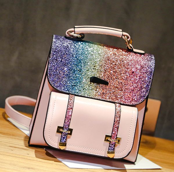 

дизайнер женщин рюкзак блестки мода рюкзак для женщин леди сумка сумка радуга блестки украшения сумка небольшие дорожные сумки/ / 6