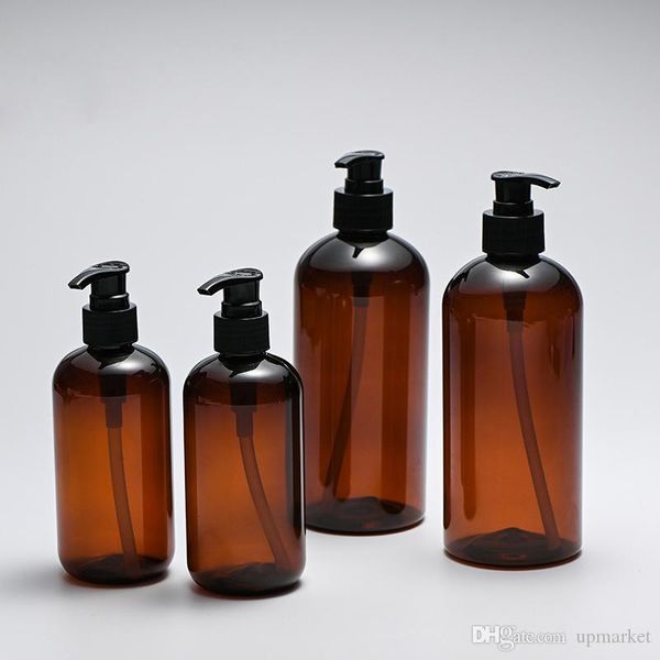 

factory price 250ml 8oz pet plastic amber shampoo bottle shower gel hand sanitizer hand wash liquid cosmetic lotion pump bottle