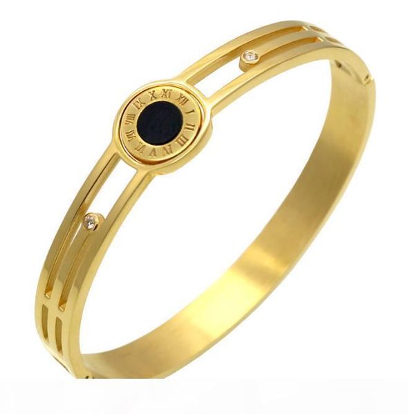 

fashion high-end quality 18k gold bracelet new fashion stainless steel bangle, Black