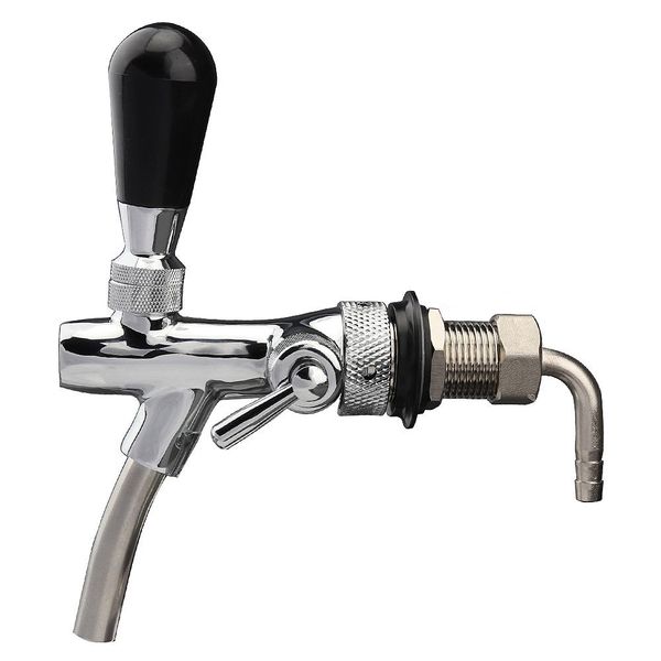 

2 in 1 beer tap, with flow control, black handle lever and liquid ball lock post (2 inch adjustable tap