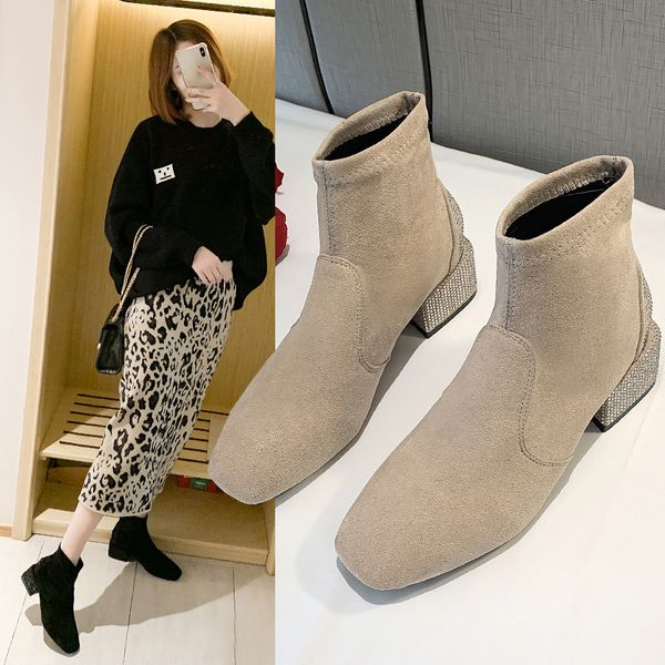 

shoes lady boots winter footwear boots-women round toe luxury designer ankle booties women lace up ladies 2020 med 2019 fashion, Black