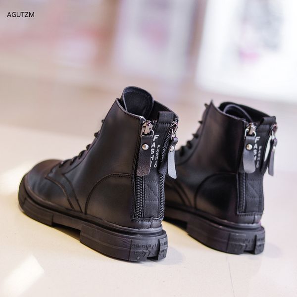 

botad myjer 2019 new lace up winter motorcycle boots women british style ankle boots platform black comfortable 349