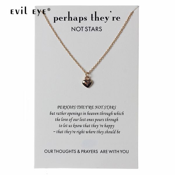

evil eye cute heart alloy charm fashion pendant necklaces wish card necklace for women girls gift cn91, Silver
