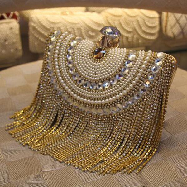 

rhinestones tassel clutch diamonds beaded metal evening bags chain shoulder messenger purse evening bags for wedding bag
