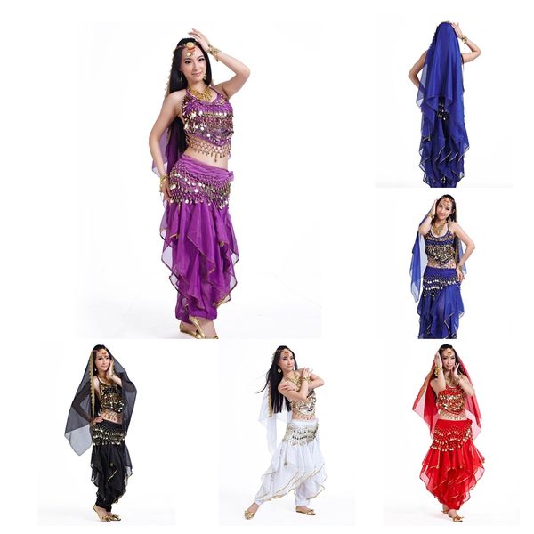 

women`s belly dance costume sets all accessories short sleeve top, Black;red