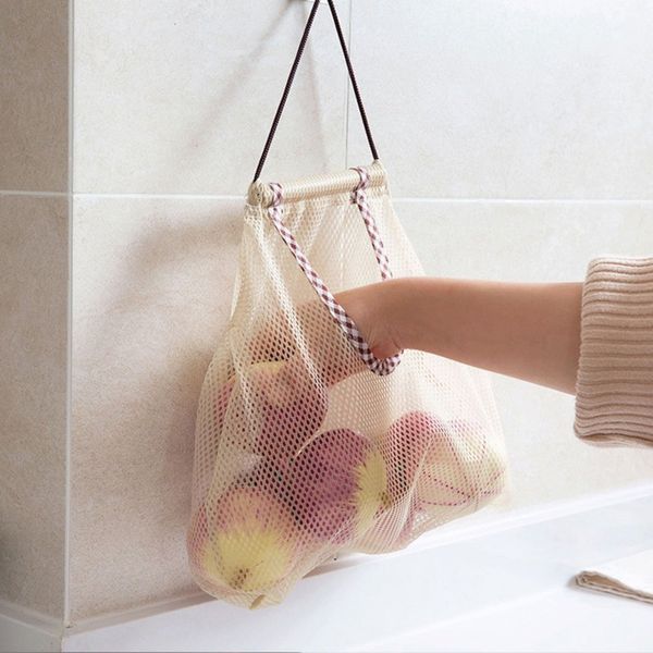 

home storage mesh bag hollow breathable garlic onion hanging bag storage bags 26*29cm
