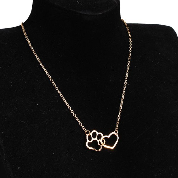 

women cat dog hollow pendant necklace love heart lady jewelry ik88, Silver