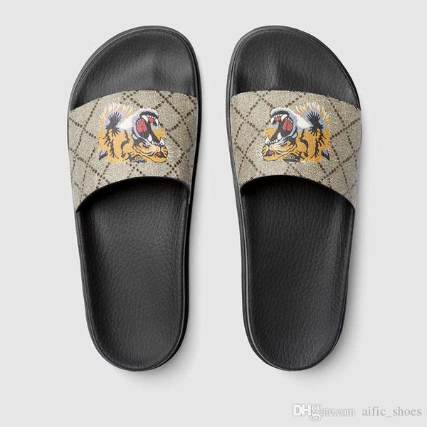 

europe men shoes summer women tiger print slippers fashion beach slippers genuine women men slippers casual sandals size us5-11, Black