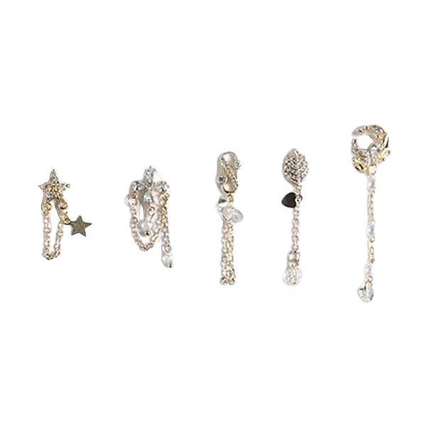 

5шт diy ногтей кристаллы сплава листьев звезда крест цепи линии блестящие советы подвески