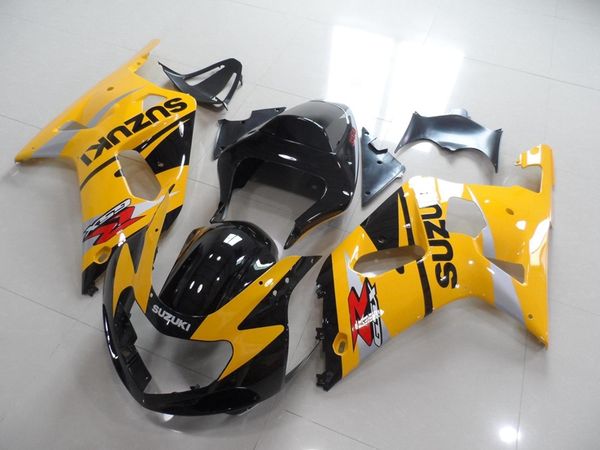 

4 подарков нового abs мотоцикл обтекатели комплект подходит для suzuki gsx-r600 gsx-r750 600 750 k1 2001 2002 2003 01 02 03 желтых черного
