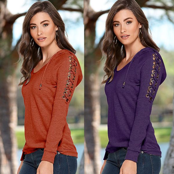 

2016 women casual long sleeve solid hoodies sweatshirt jumper pullover, Black