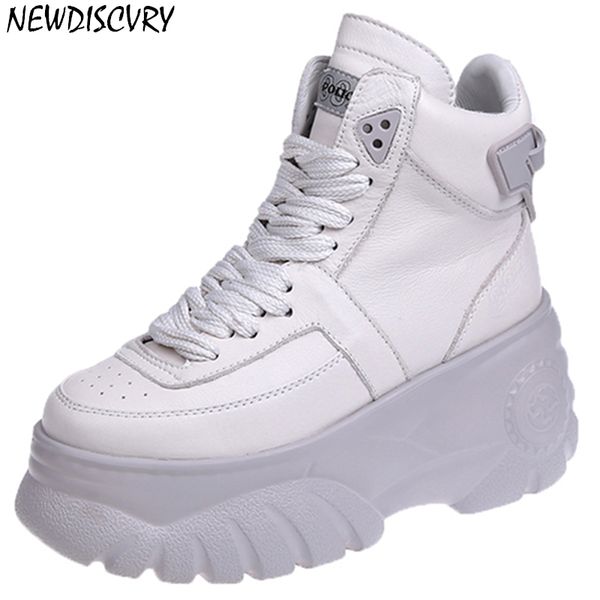 

newdiscvr woman chic high heels shoes 2019 spring female casual shoes platform sneakers for women white/black sneakers y200424