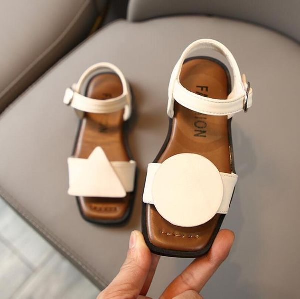 

сплошной цвет девочек сандалии моды геометрическая лето детские сандалии девочек детские плоский пляж маленькая принцесса танцевальная обувь, Black;red