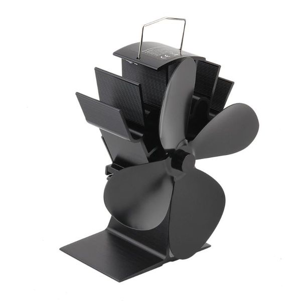 

durable 4 blades aluminum black heat powered stove fan fuel saving stove fan eco-friendly wood burner