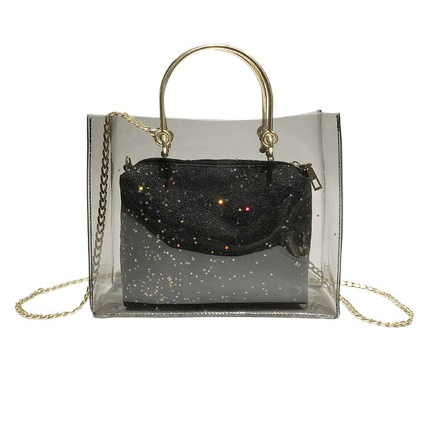 

transparent packet ms mini shoulder chain girl satchel portable women's bag pvc transparent solid color jelly pack