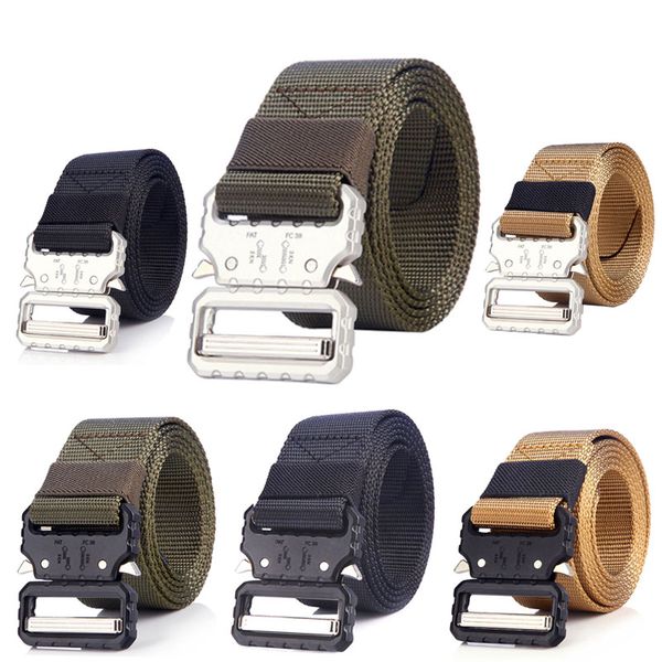 

new style nylon belt men army tactical belt waist strap metal buckle cinturon canvas jeans hunting accessories, Black;brown