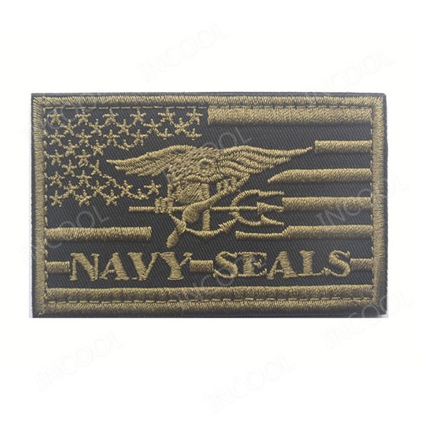 Patch ricamo 3D USA Bandiera americana US Navy Morale Patch Emblema tattico Appliques Sigilli Distintivi Toppe ricamate HookLoop