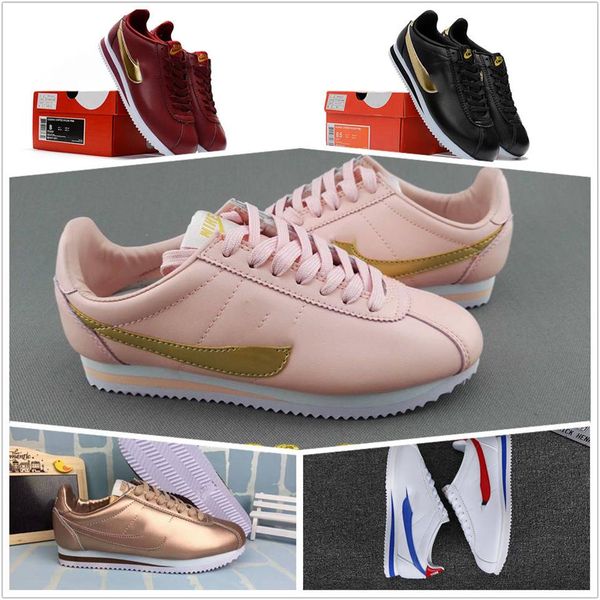 

classic cortez basic leather shoes fashion men women black white red golden skateboarding sneakers size 36-45 112567