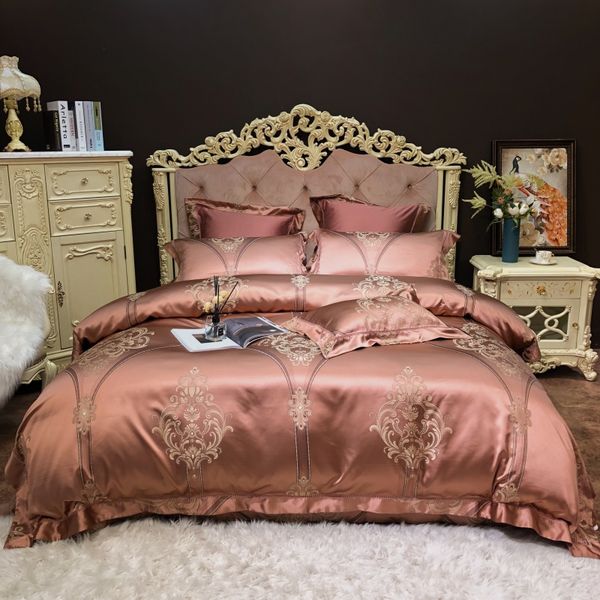 Luxury Silk Satin Cotton Duvet Cover Set Egyptian Cotton Soft Bed