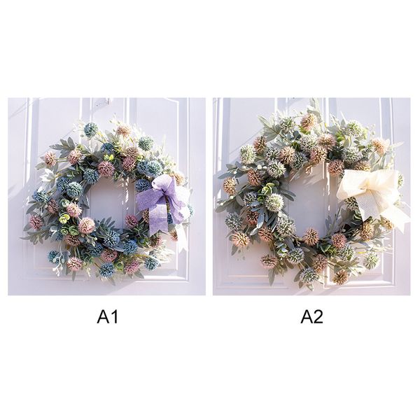 

50cm artificial green leaves decoration wreath simulation silk garland fake flower home wedding door wall hanging decoration