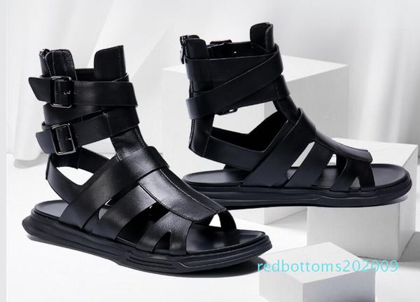 

новая мода летняя мужская обувь roman гладиатор сандалии designers благоустроенный пляж сандалии мужской открытый черный повседневный мужчин, Black