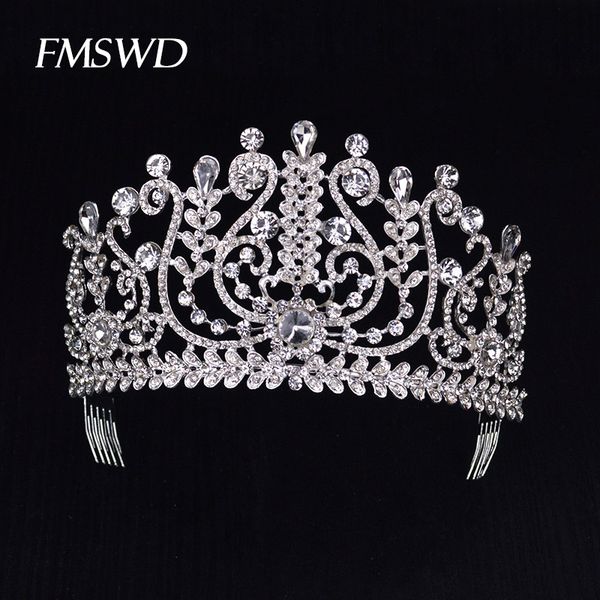 

fashion crystal baroque queen tiara hair crown bride hair jewelry elegant wedding crown headdrss bride accessories hg-045, White;golden