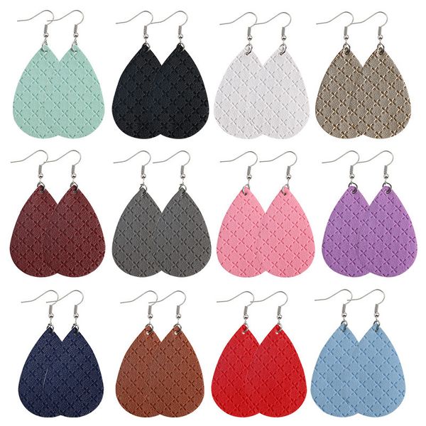 

новый дизайнер искусственная кожа слеза серьги серебряный крюк решетки кожа мотаться серьги для женщин ювелирные изделия подарок оптовая про, Silver