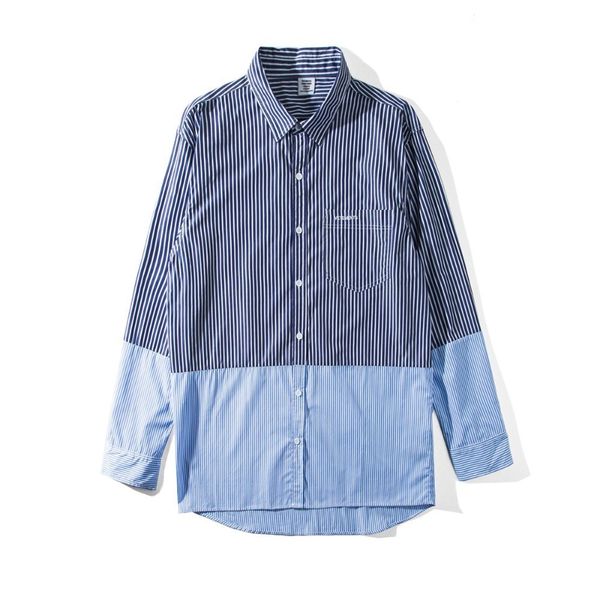 

Рубашка Vetements Синяя и белая шить Тройная классическая рубашка Мужские дизайнерск