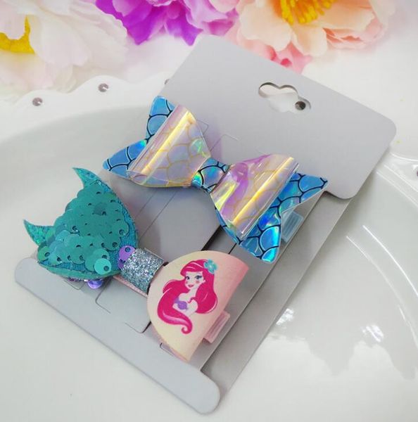 

children's hairpin cute cartoon mermaid wrapped duck bill clip does not hurt girls'hair butterfly fish tail jewelry, Slivery;white