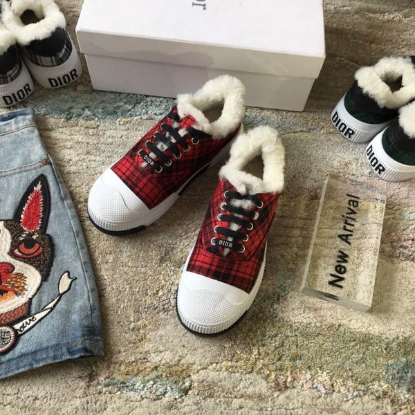 

2019 new, autumn and winter, can be used with d family ins flat casual shoes, women's wool plaid canvas flat sports shoes 222, Black