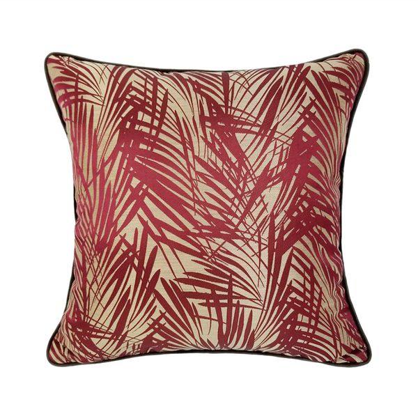 

contemporary burgundy bamboo leaves sofa chair designer velvet pipping throw cushion cover decorative square home pillow case 45x45cm