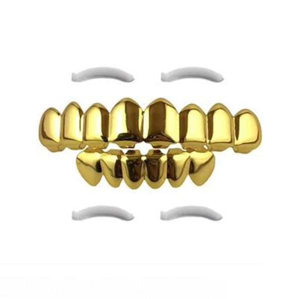 

настоящее золото брекеты панк хип-хоп золотые зубы grillz зубной рот панк зубы шапки косплей партии зуб рэпер подарок