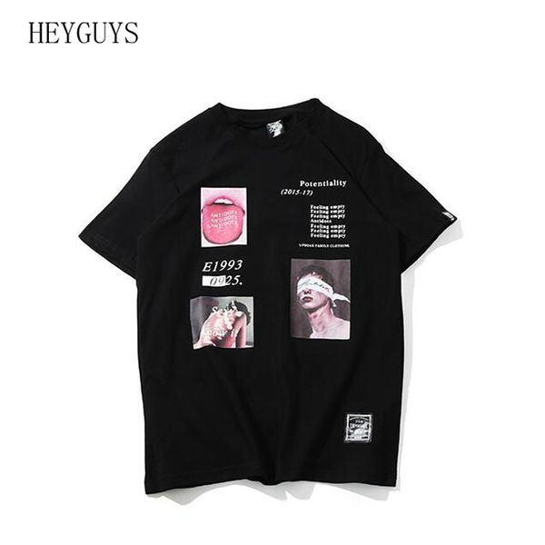 

heyguys t shirt men funny picture print men's tee shirts o-neck t shirt cotton fashion high street couple tees streetwear, White;black