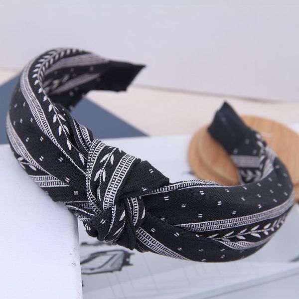 

korean fashion hair hoop simple knotted leaf pattern hoop, Golden;white