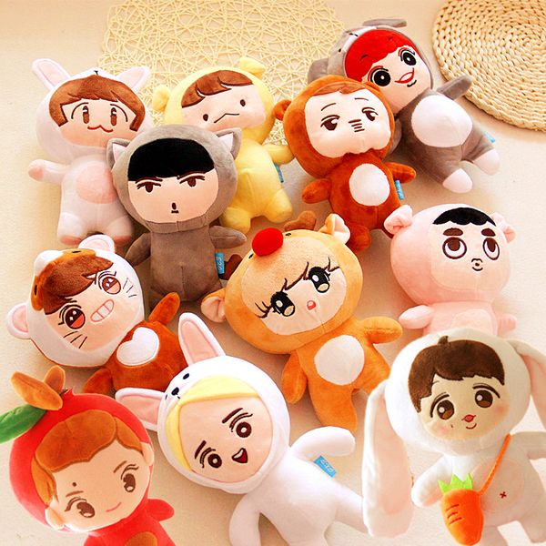 

23cm kpop exo plush doll kawaii korea fashion superstar kyungsoo d.o baek hyun chan yeol kai figure plush toys girls fans gift